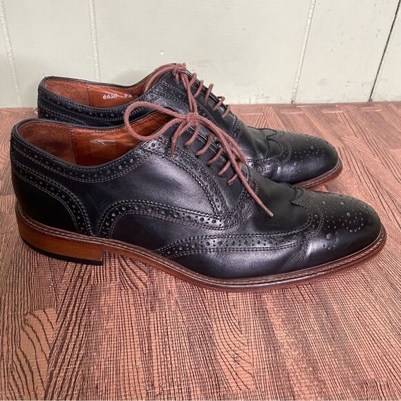 Mercanti‎ Fiorentini Mens Size 9.5M Wingtips Cuoio Black Retail $325 Italy - Picture 1 of 11